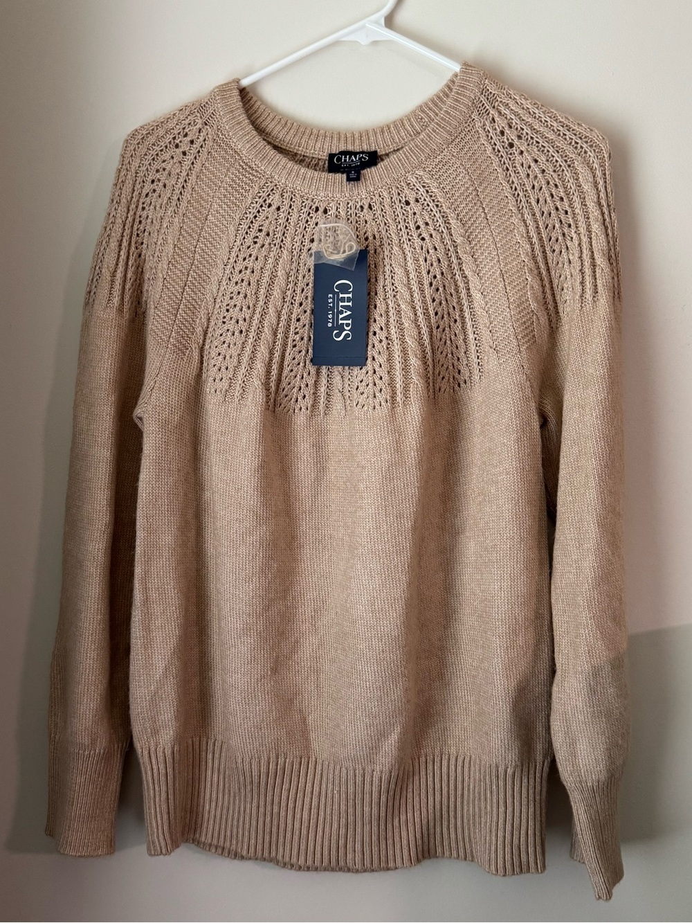 Chaps Women's Crewneck Sweater in Beige Taupe